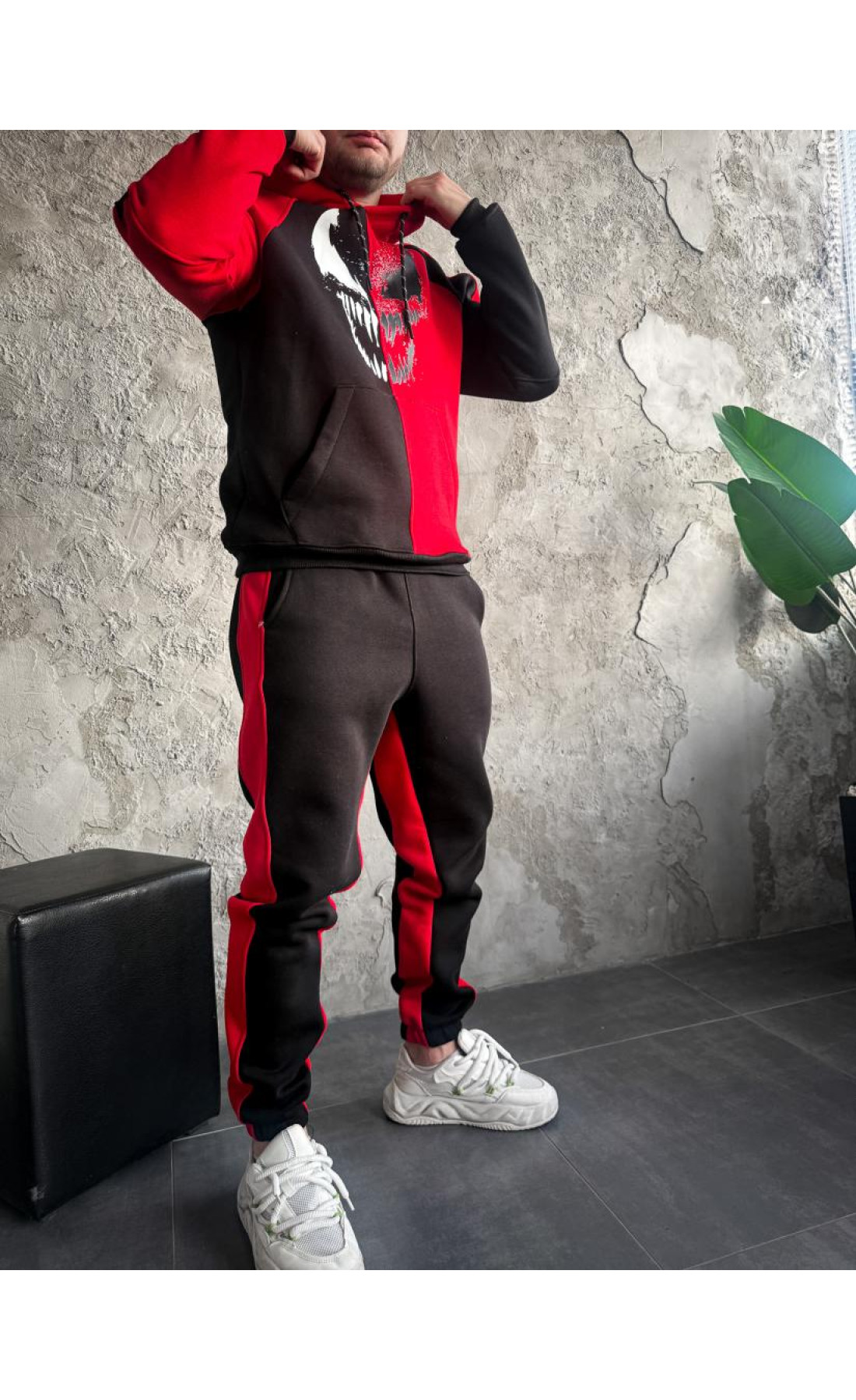 Спортивний костюм утеплений чоловічий красний чорний