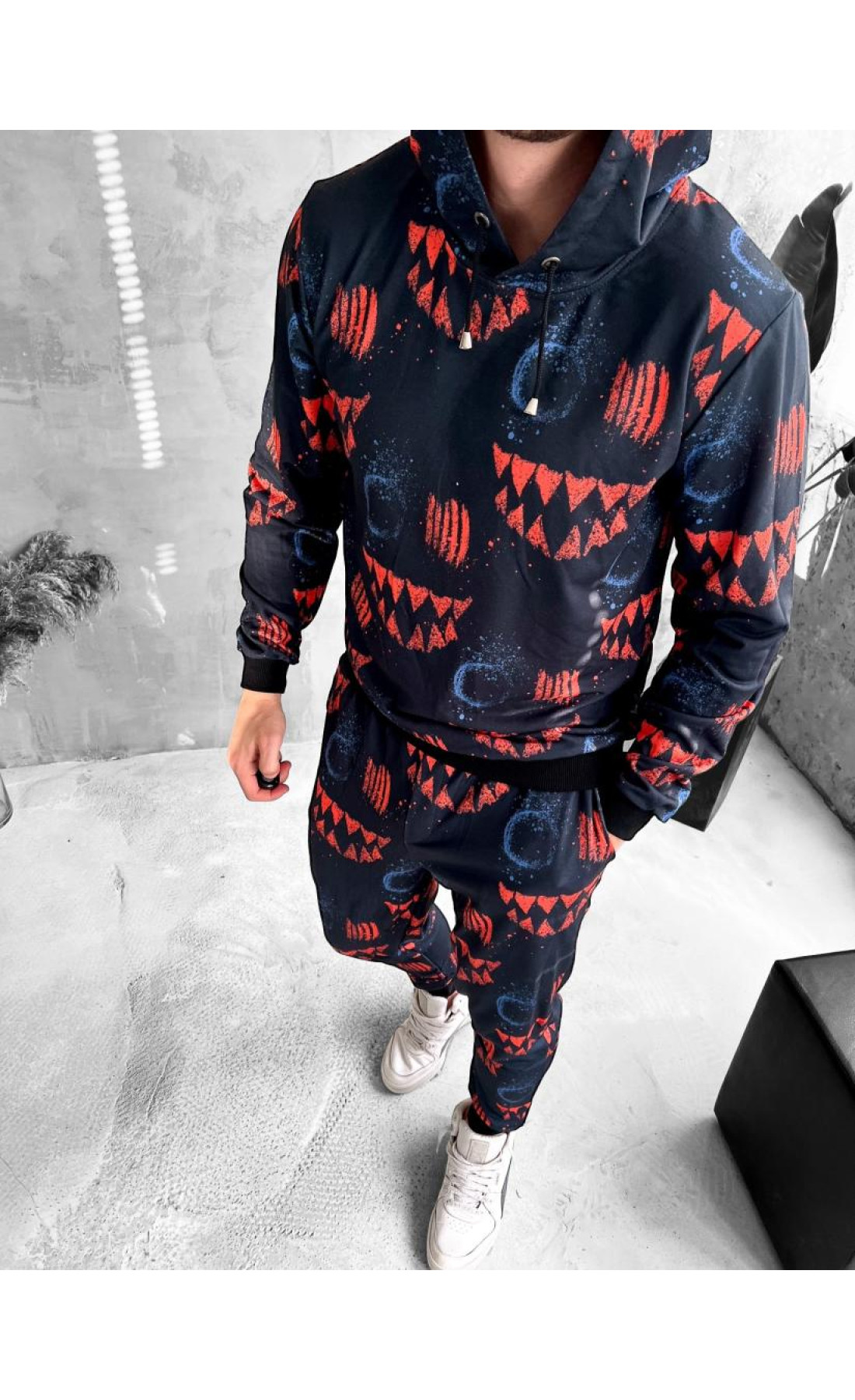 Весняний чоловічий спортивний костюм з принтом худі штани