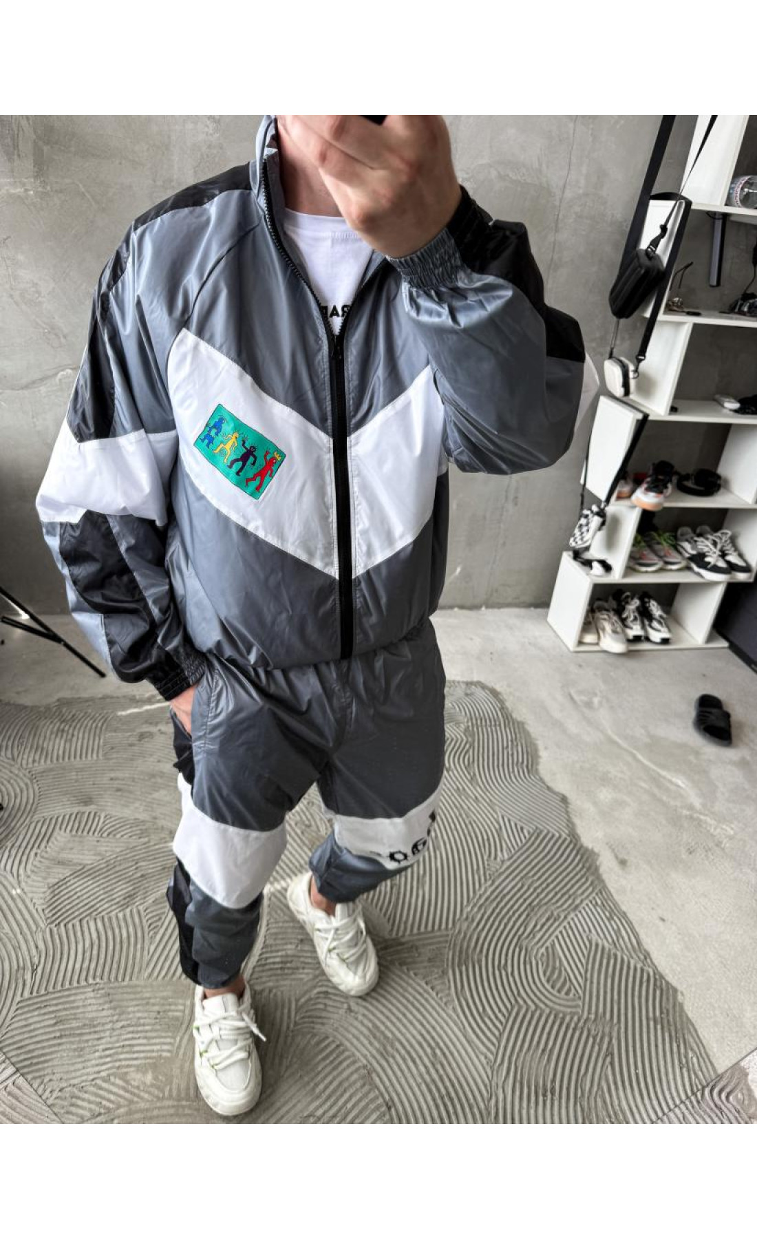 Сірий костюм чоловічий спортивний з плащівки кофта штани