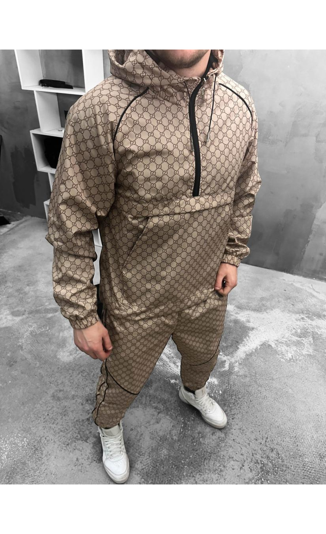 Костюм плащівка принт анорак штани капюшон