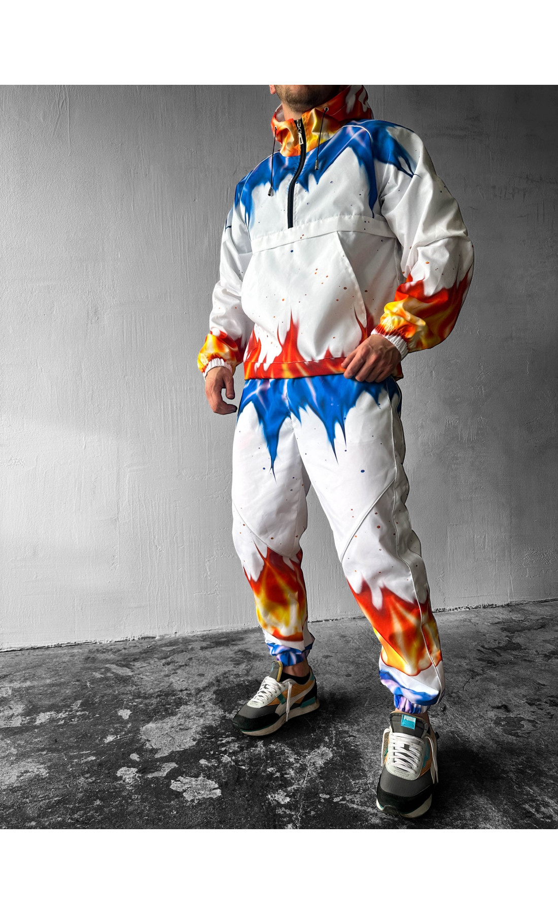 Костюм плащівка принт анорак штани капюшон