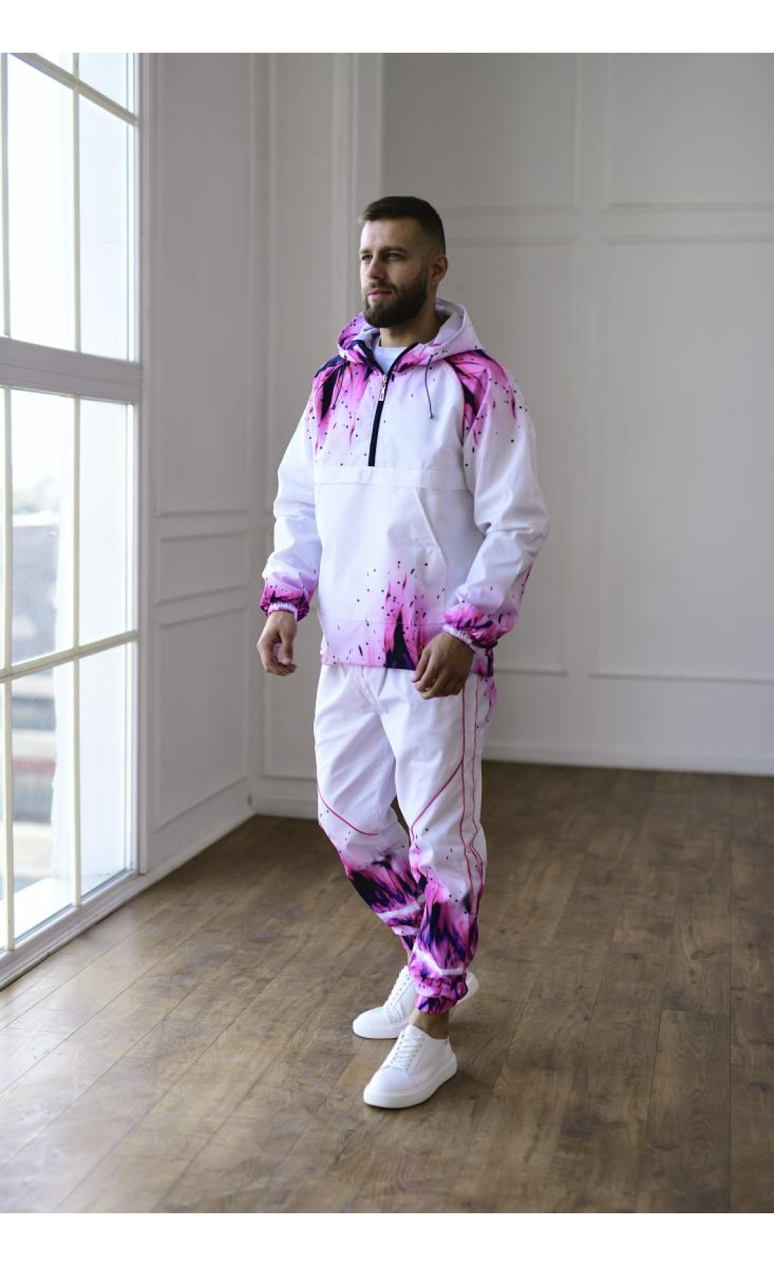 Костюм плащівка принт анорак штани капюшон