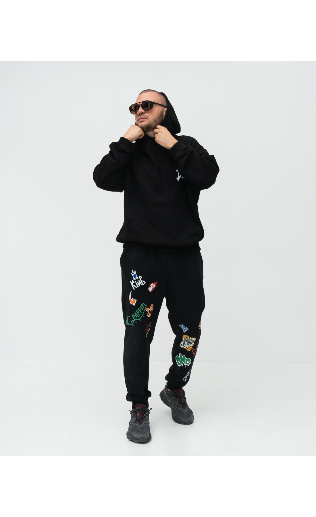 Спортивний костюм чорного кольору дтф чоловічий стильний модний худі штани