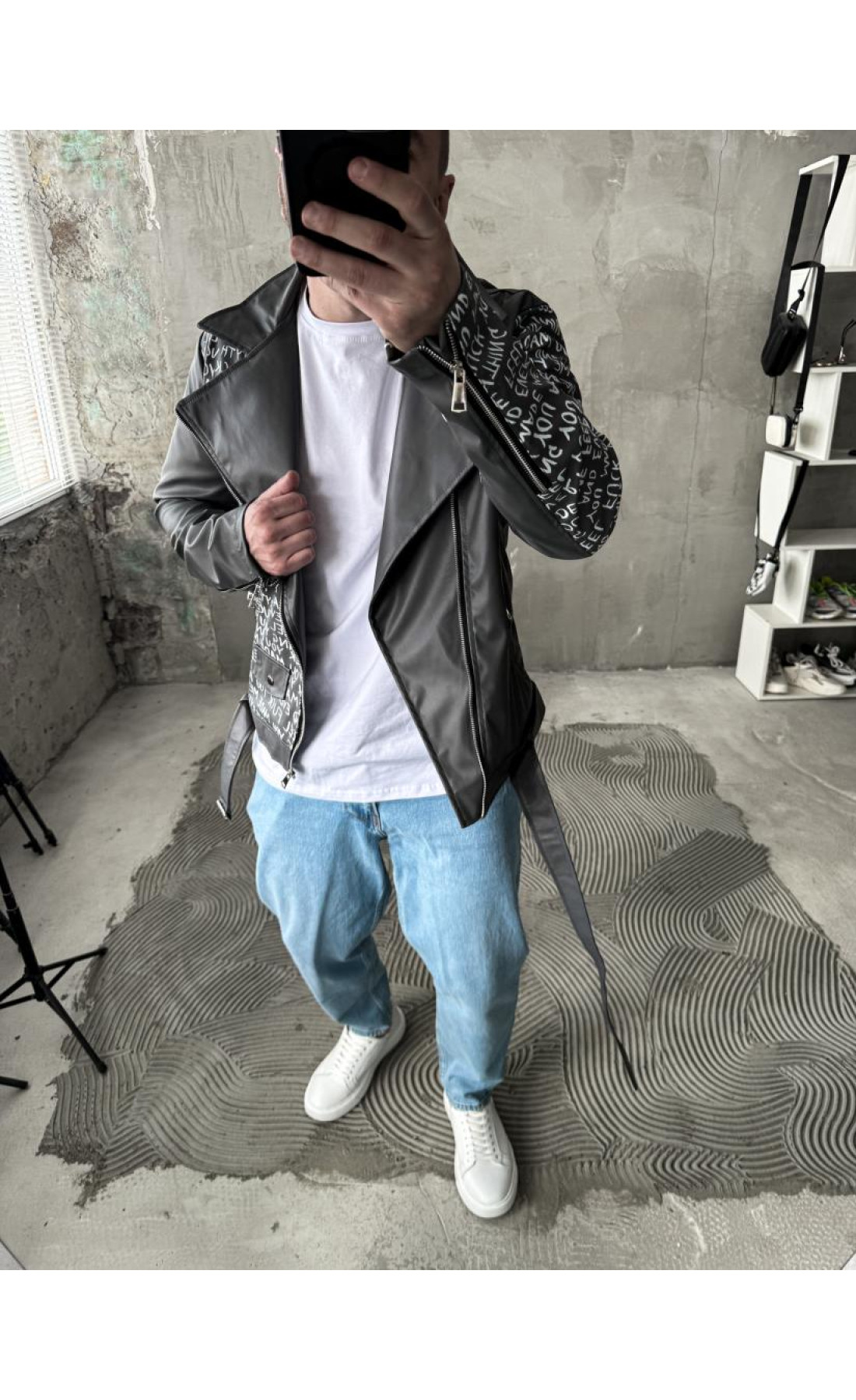 Шкіряна куртка косуха прес шкіра чоловіча коротка