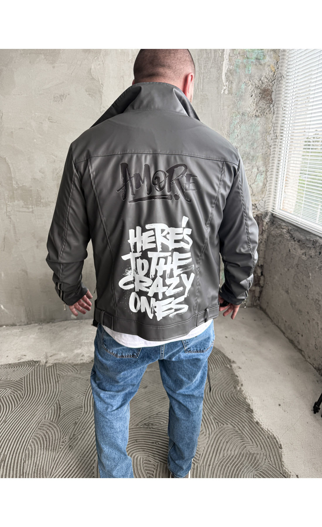 Шкіряна куртка косуха прес шкіра чоловіча коротка