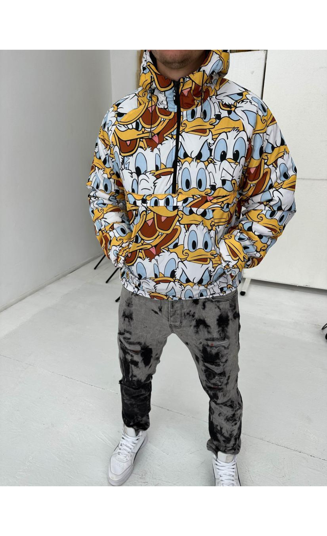 Теплий чоловічий анорак з мультяшний принтом