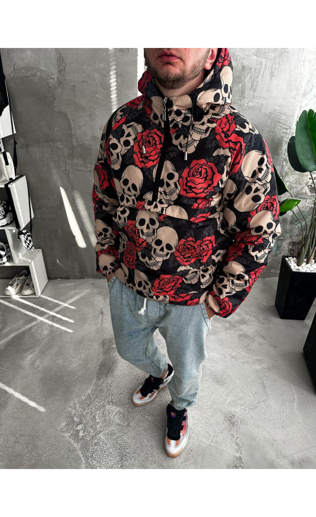 Теплий чоловічий анорак з черепами