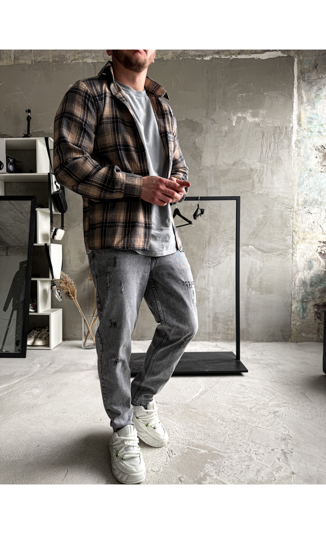 Сорочка байкова  вільна посадка чоловіча в клітинку