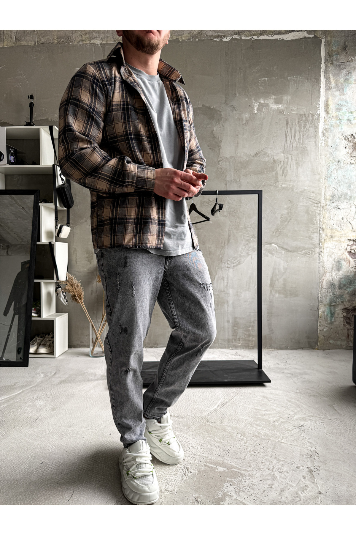 Сорочка байкова  вільна посадка чоловіча в клітинку