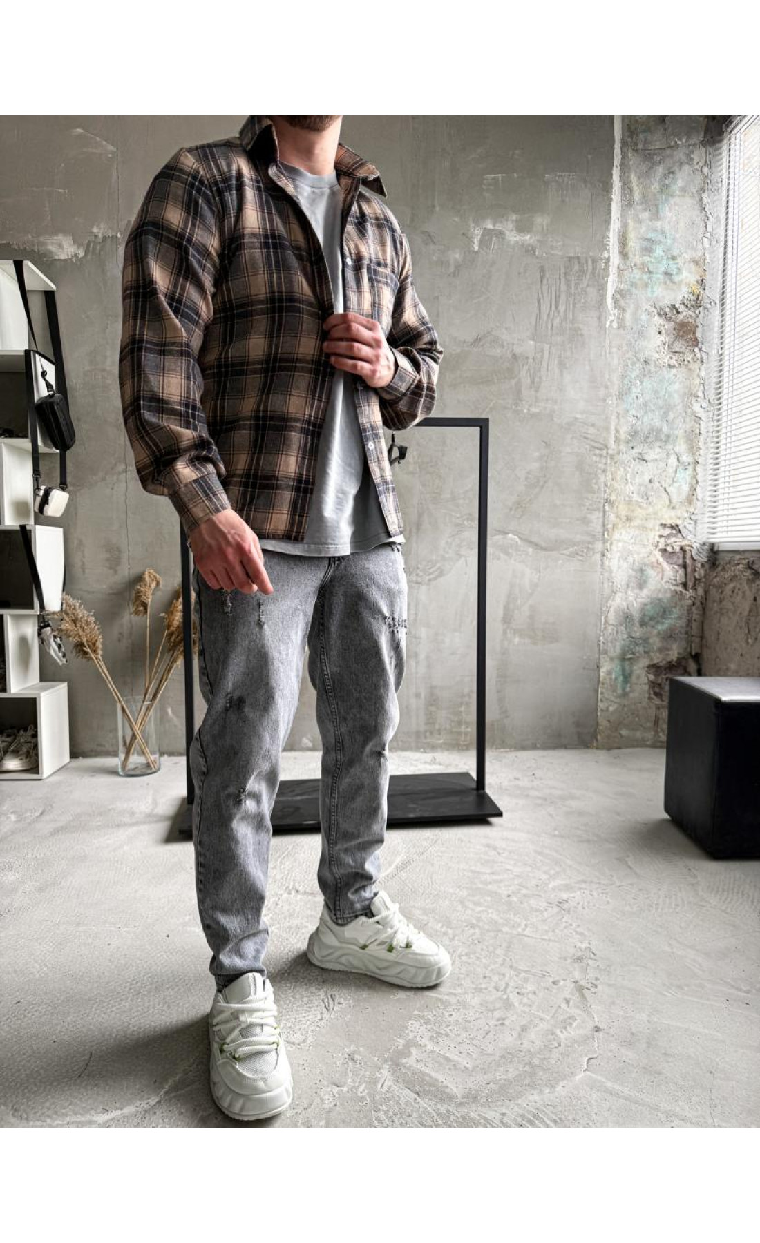 Сорочка байкова  вільна посадка чоловіча в клітинку