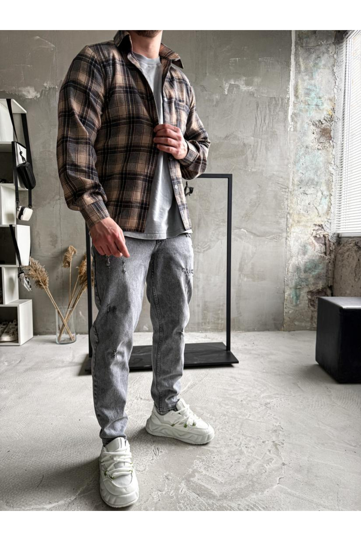 Сорочка байкова  вільна посадка чоловіча в клітинку