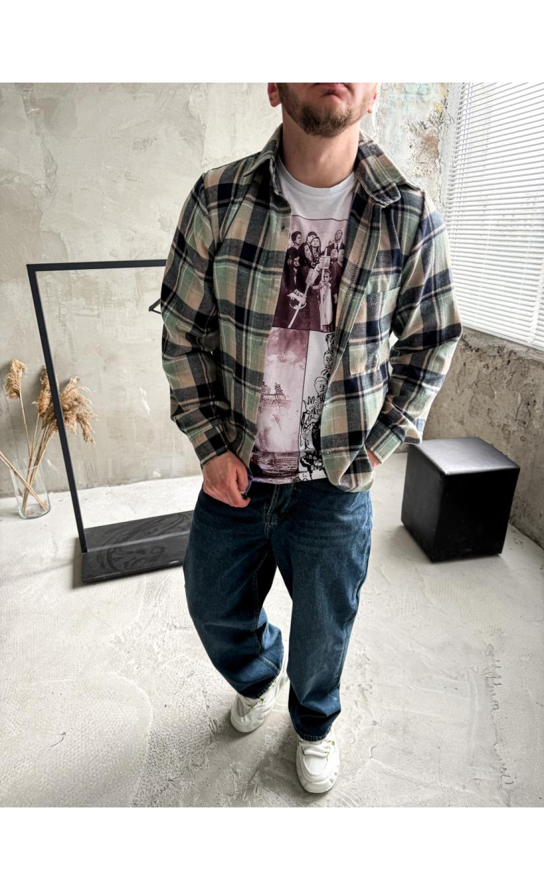 Сорочка байкова  вільна посадка чоловіча в клітинку