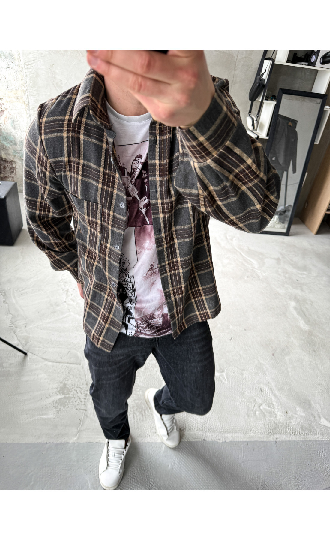 Сорочка байкова  вільна посадка чоловіча в клітинку