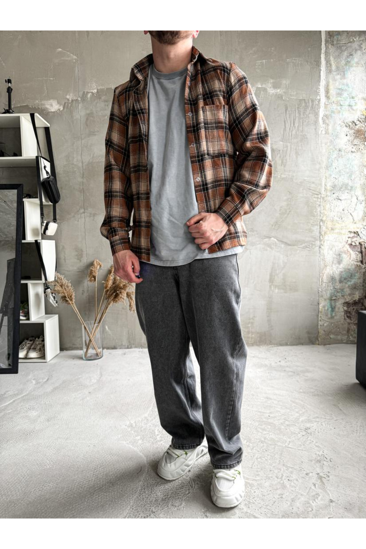 Сорочка байкова  вільна посадка чоловіча в клітинку