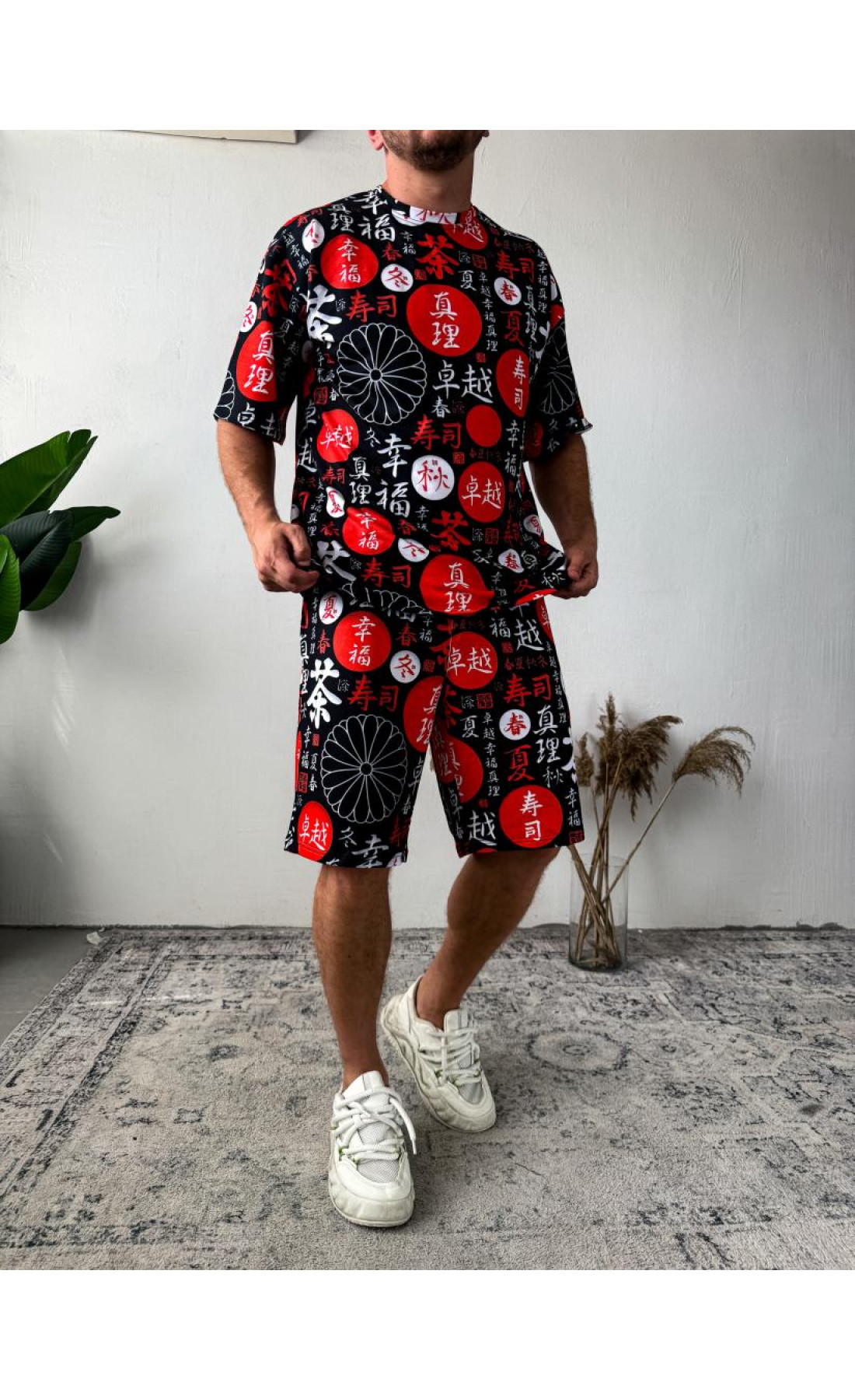 Комплект футболка шорти чоловічий стильний кольоровий принт