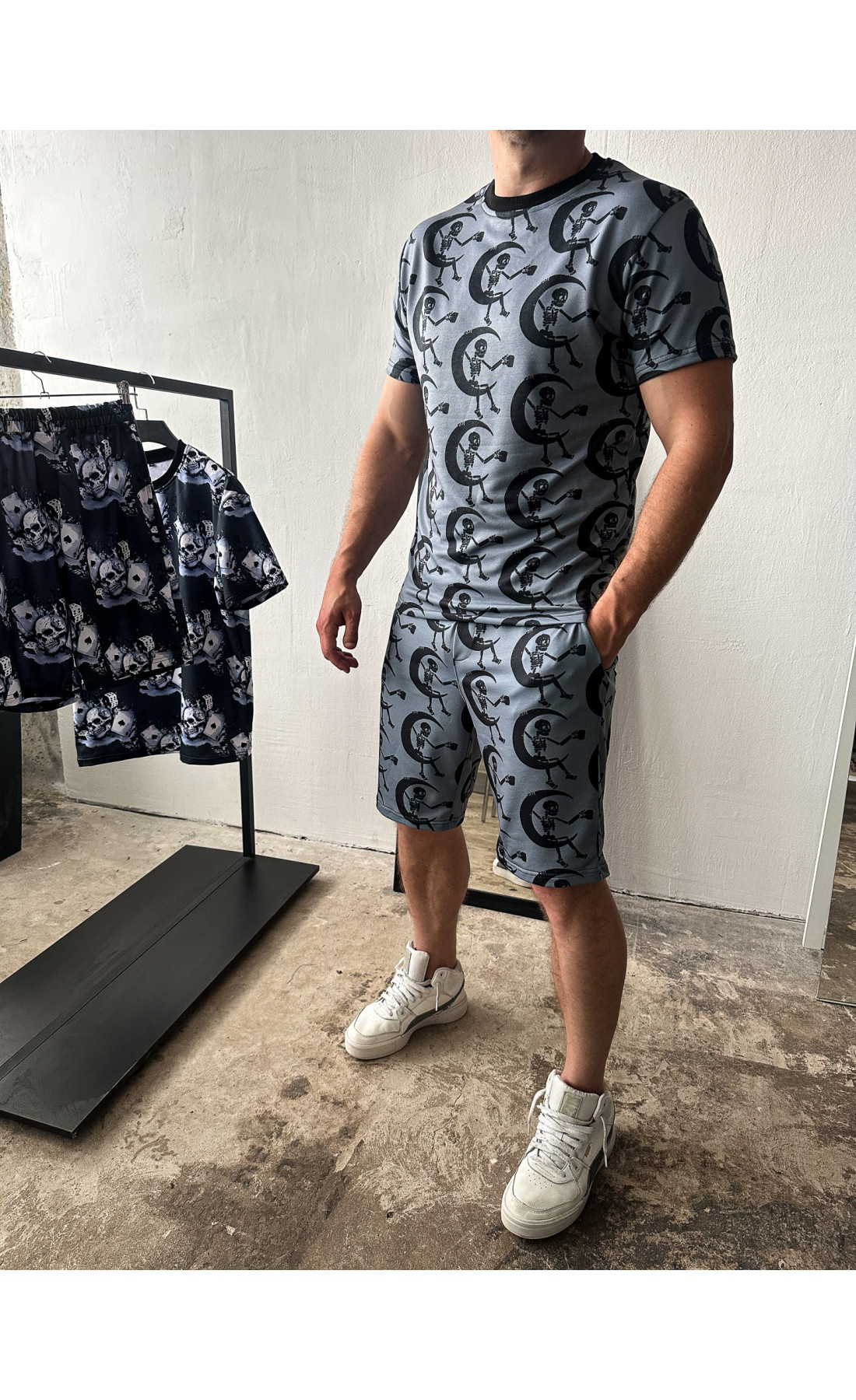 Спортивний костюм футболка шорти стильний принт мода літо чоловічий