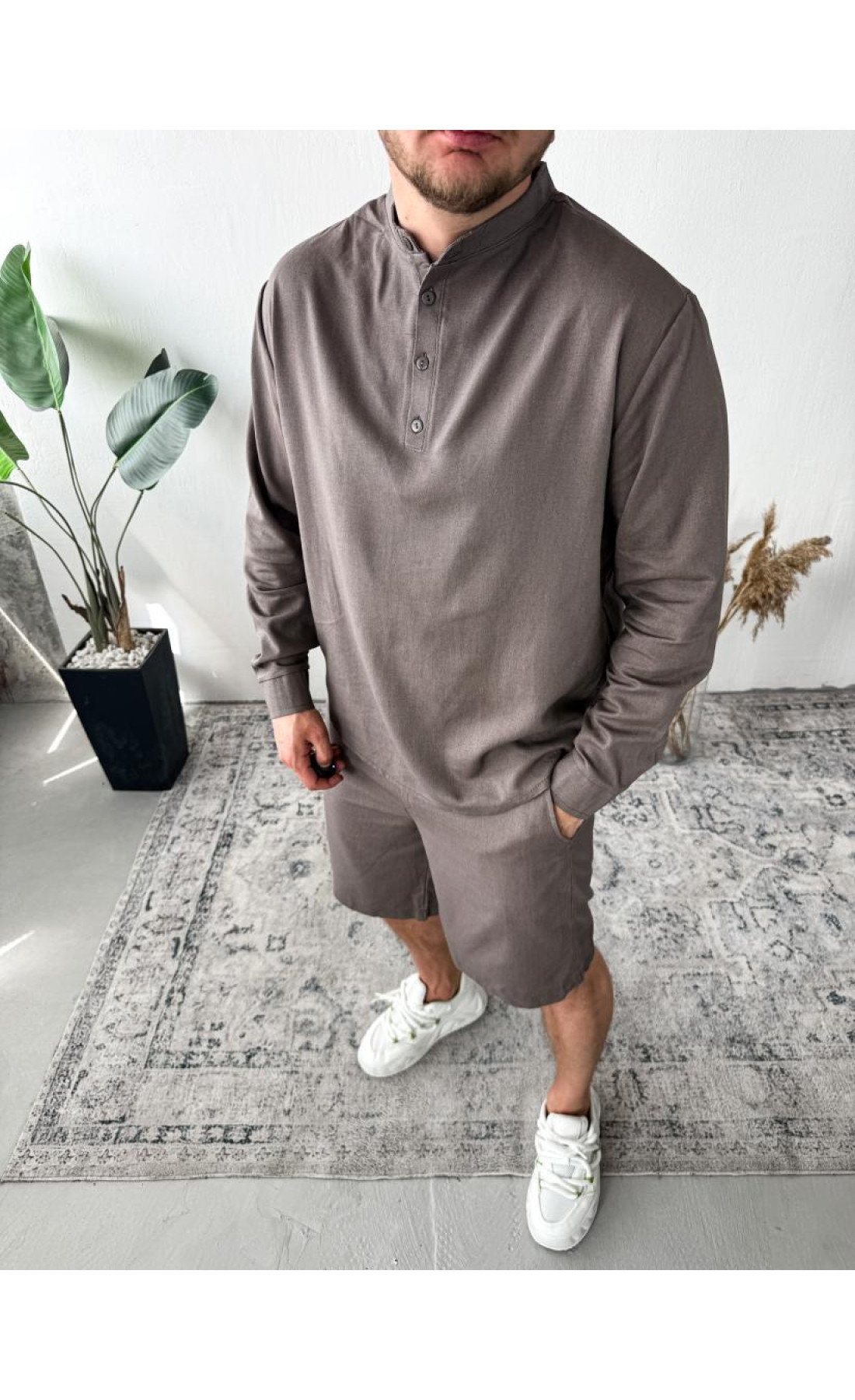 Комплект сорочка шорти чоловіча бавовна стиль літо тонка тканина