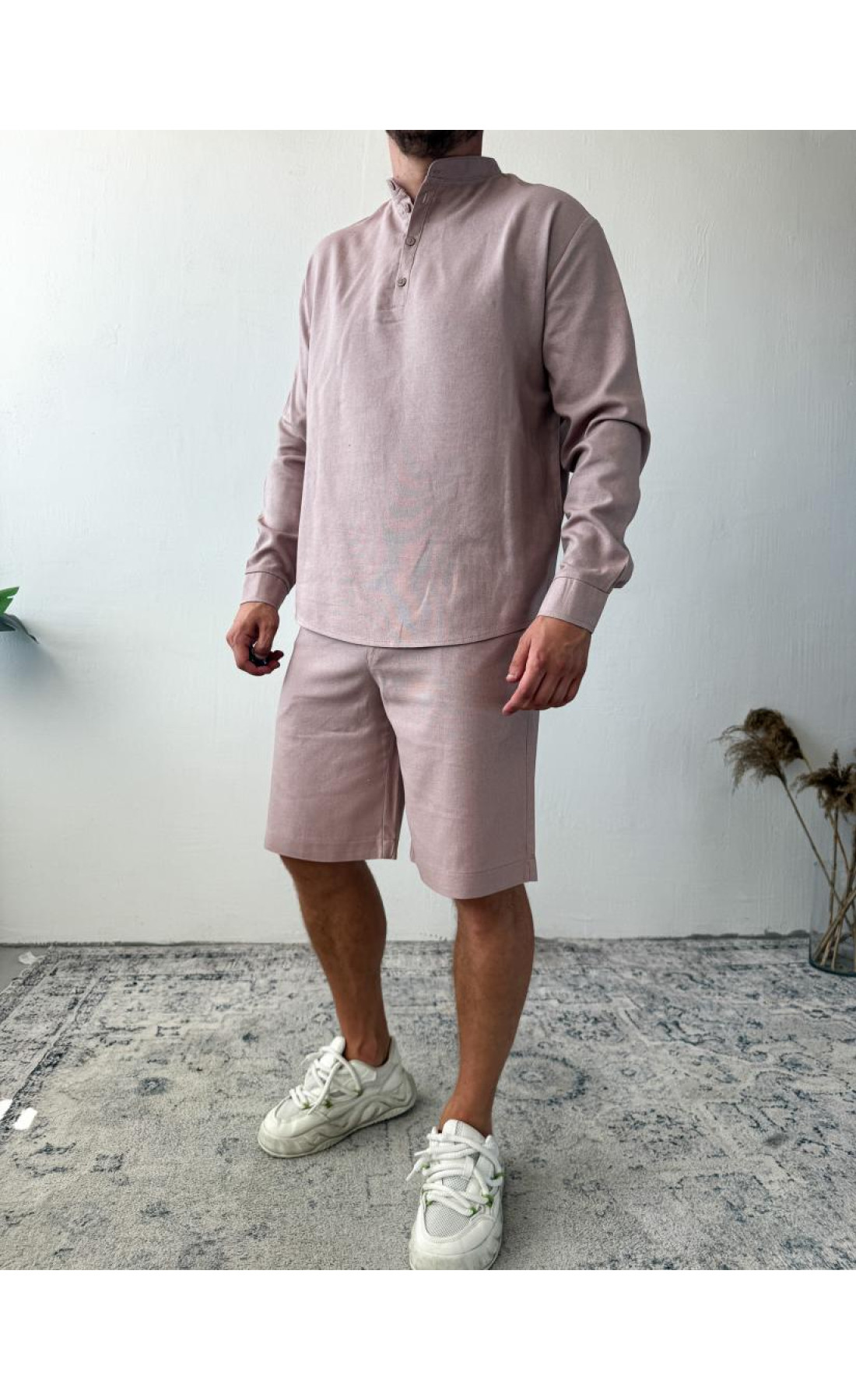 Комплект сорочка шорти чоловіча бавовна стиль літо тонка тканина