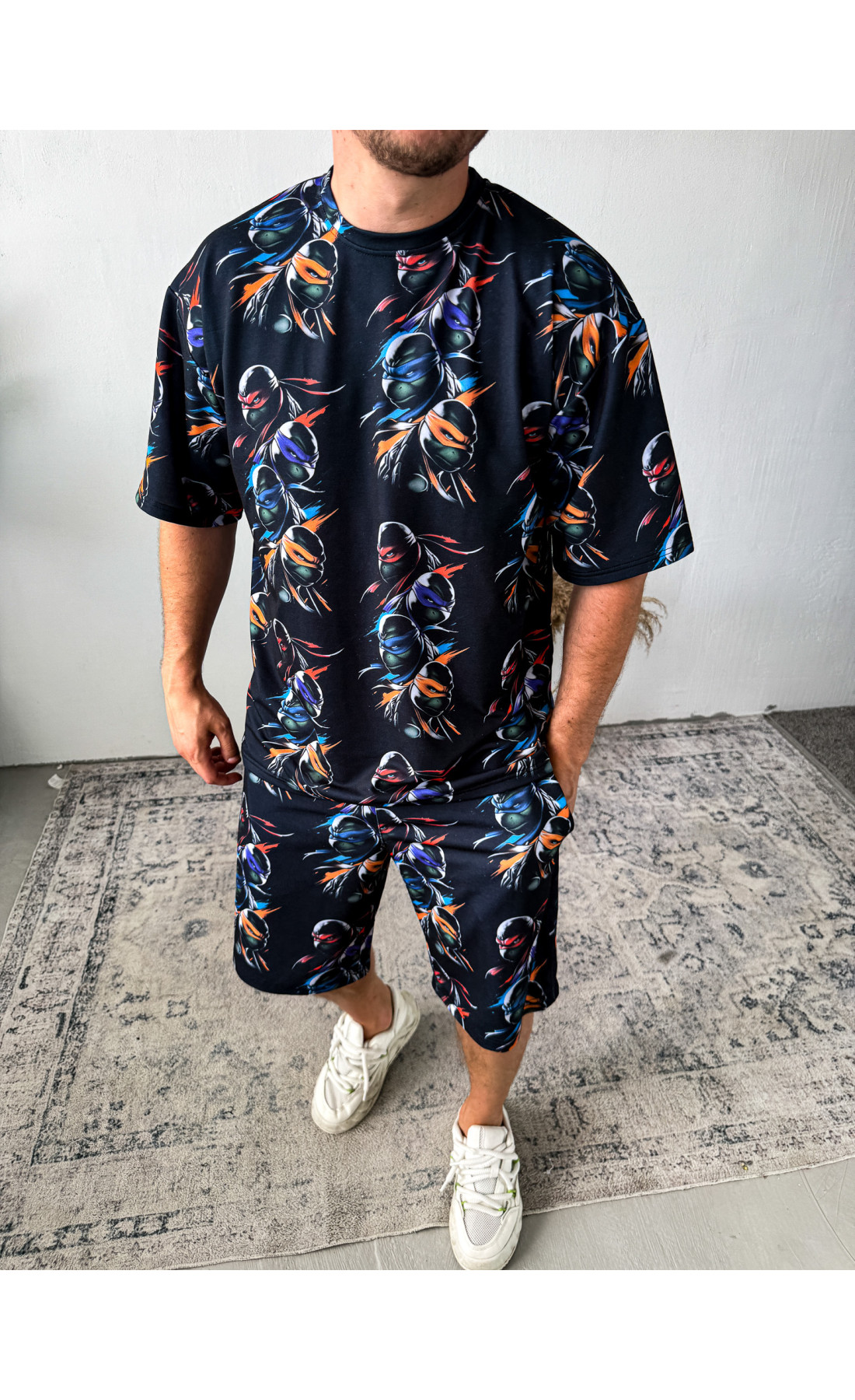 Комплект футболка шорти чоловічий стильний кольоровий принт