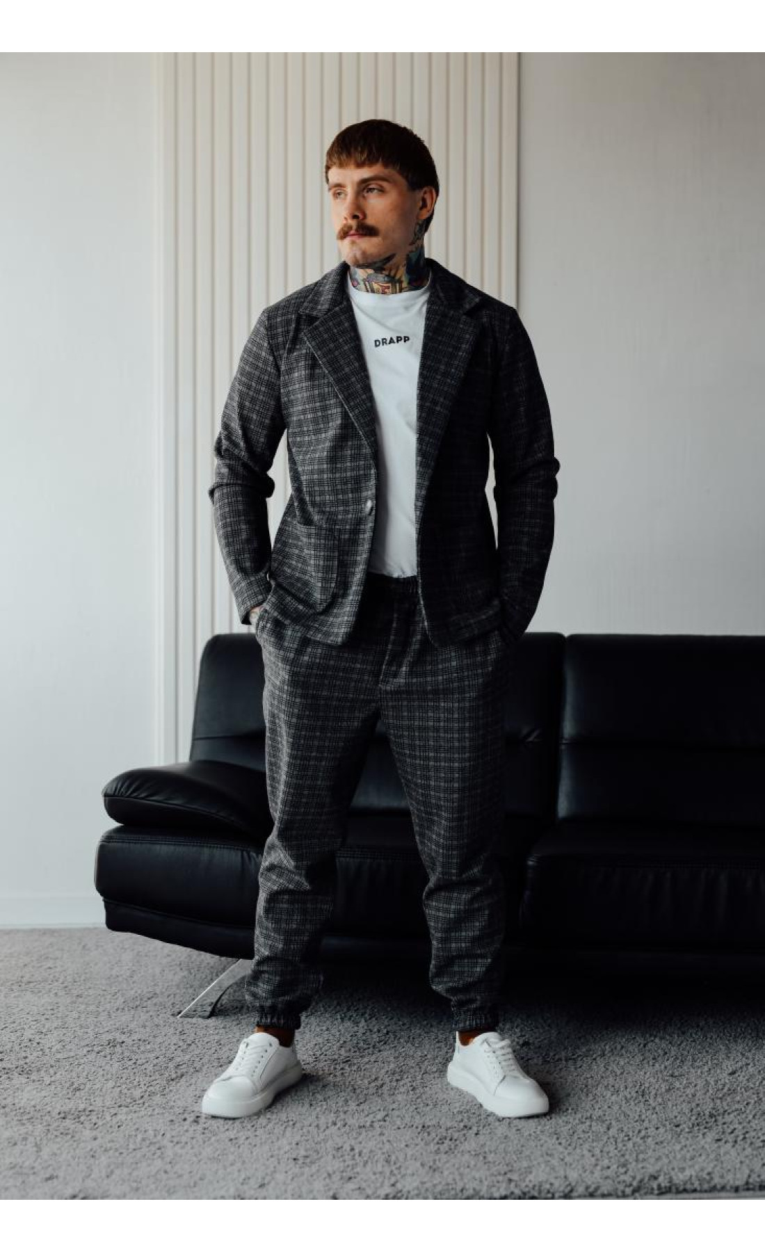 Костюм чоловічий стильний жакет штани модний щільний осінь