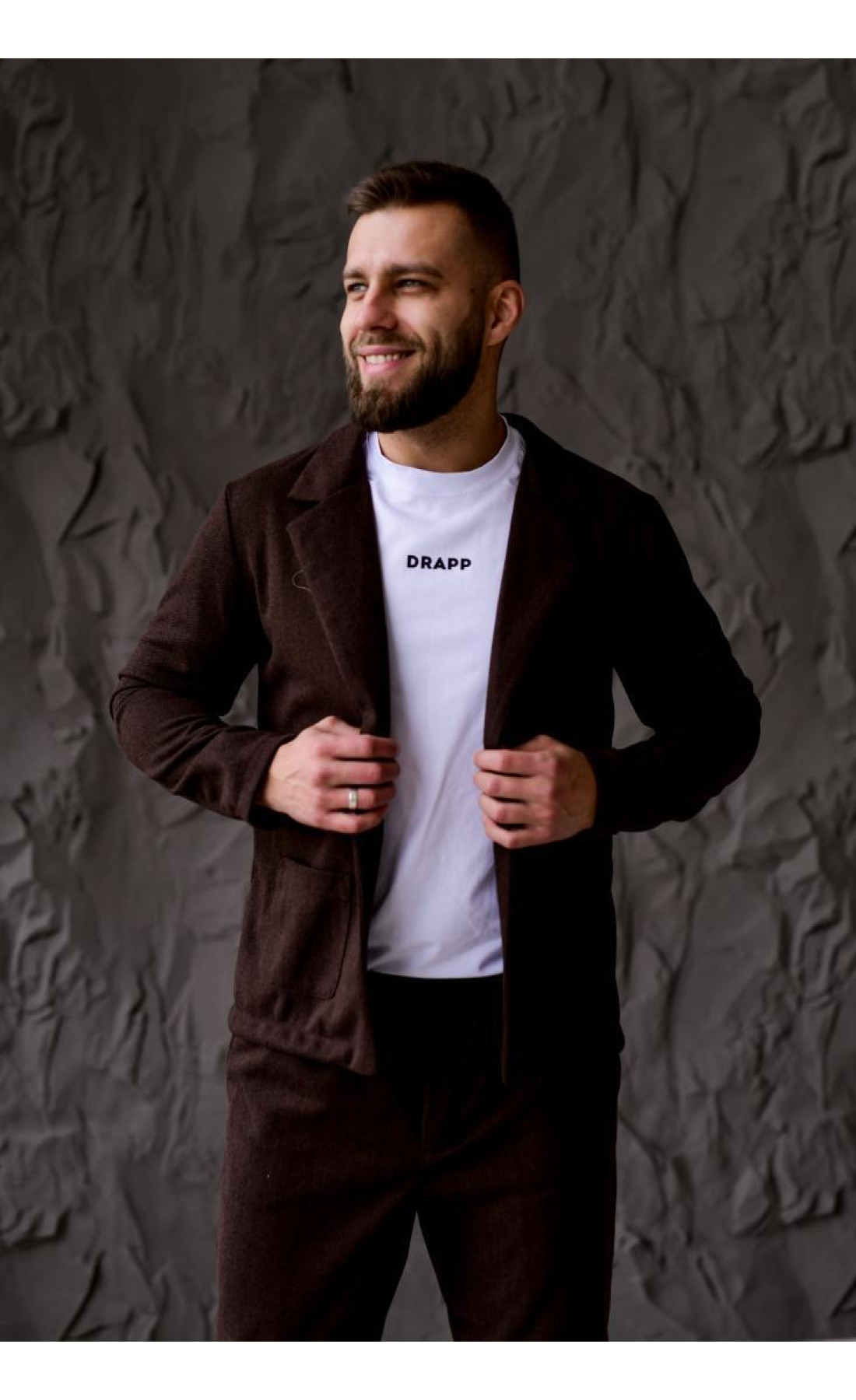 Костюм чоловічий стильний жакет штани модний щільний осінь