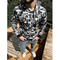 Камуфляжний чоловічий худі бейп сірого кольору з капюшоном