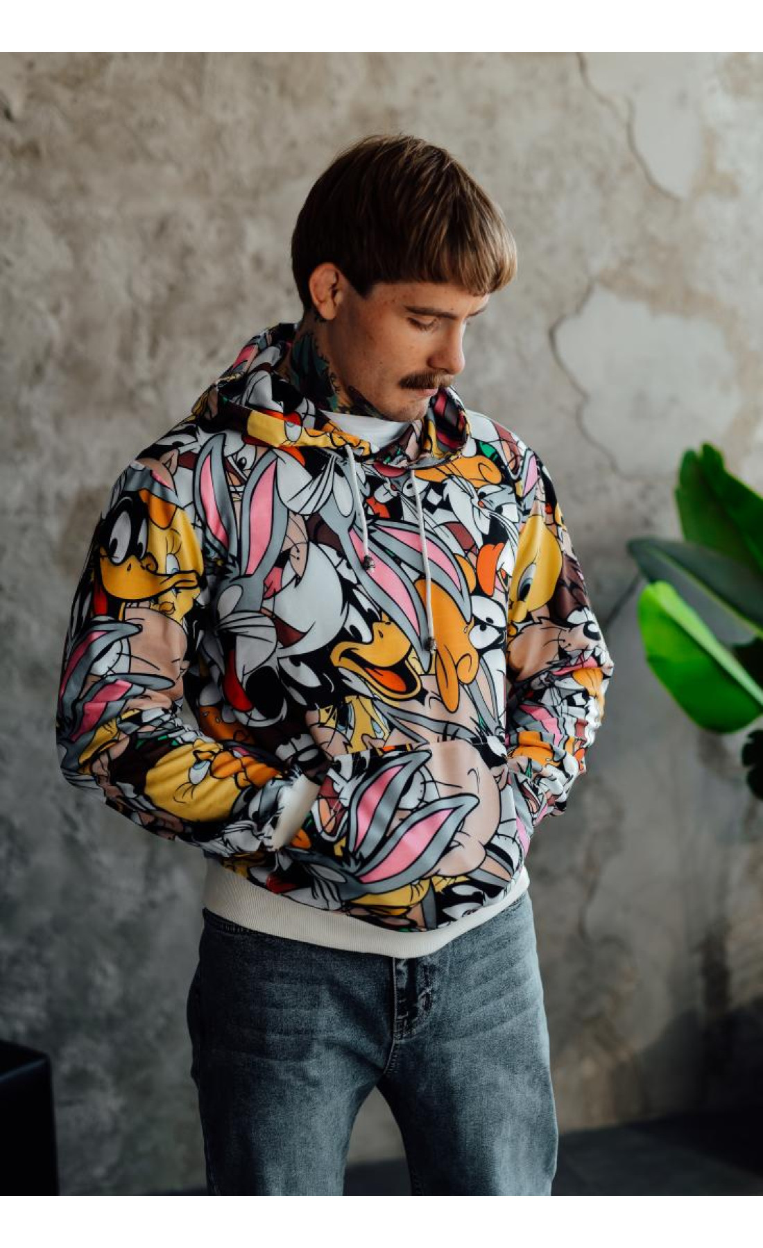 Мультяшний весняний чоловічий худі з капюшоном