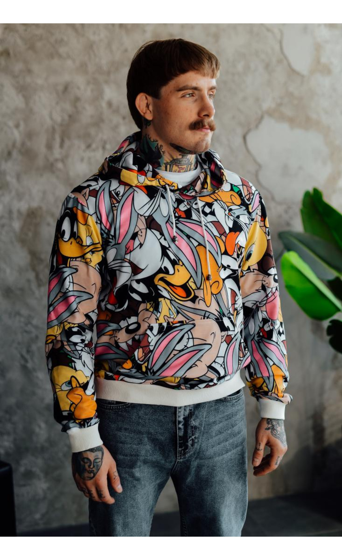 Мультяшний весняний чоловічий худі з капюшоном