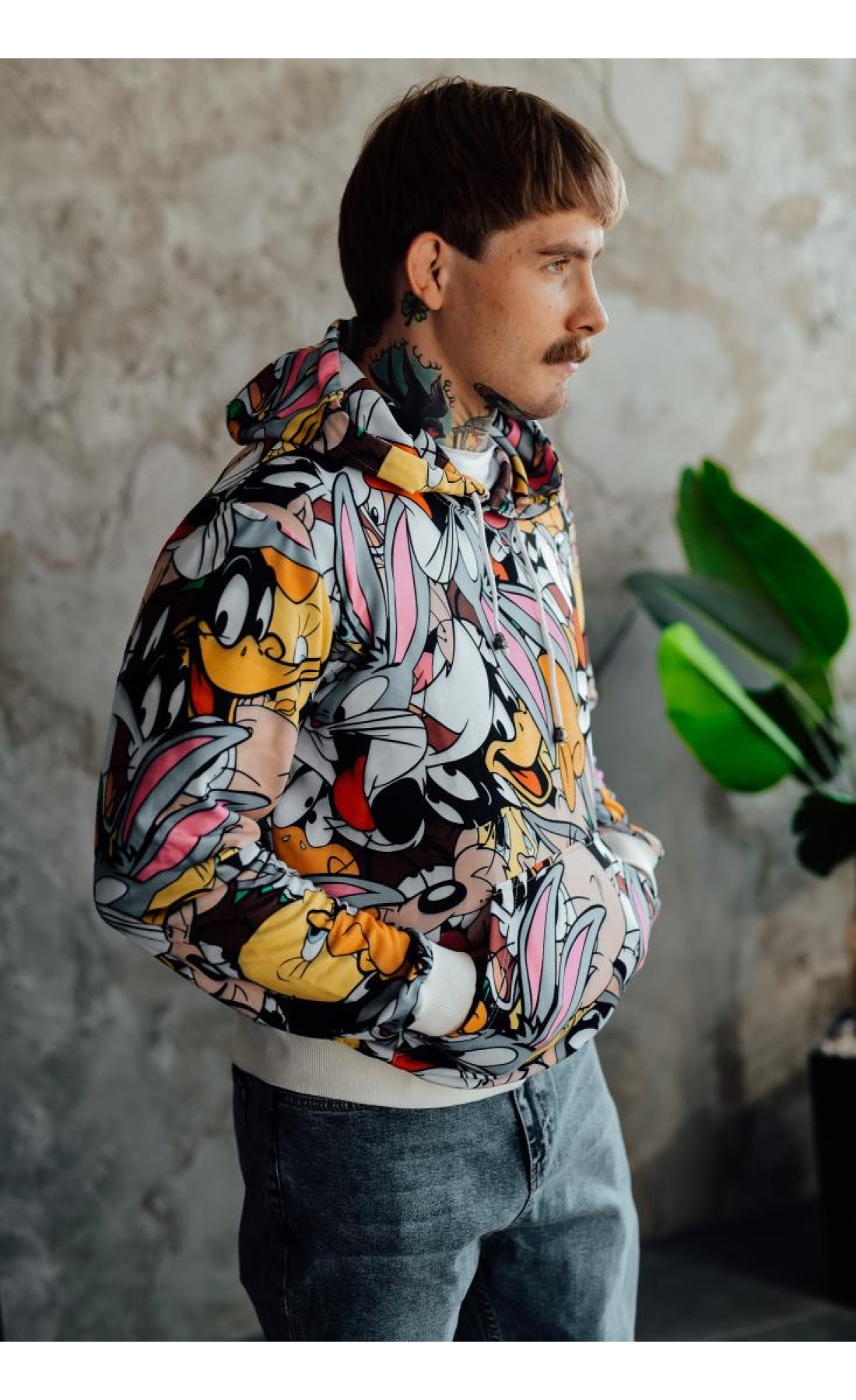 Мультяшний весняний чоловічий худі з капюшоном