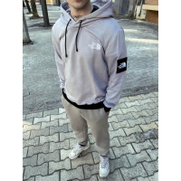 Однотонний чоловічий світло-сірий худі the north face з капюшоном