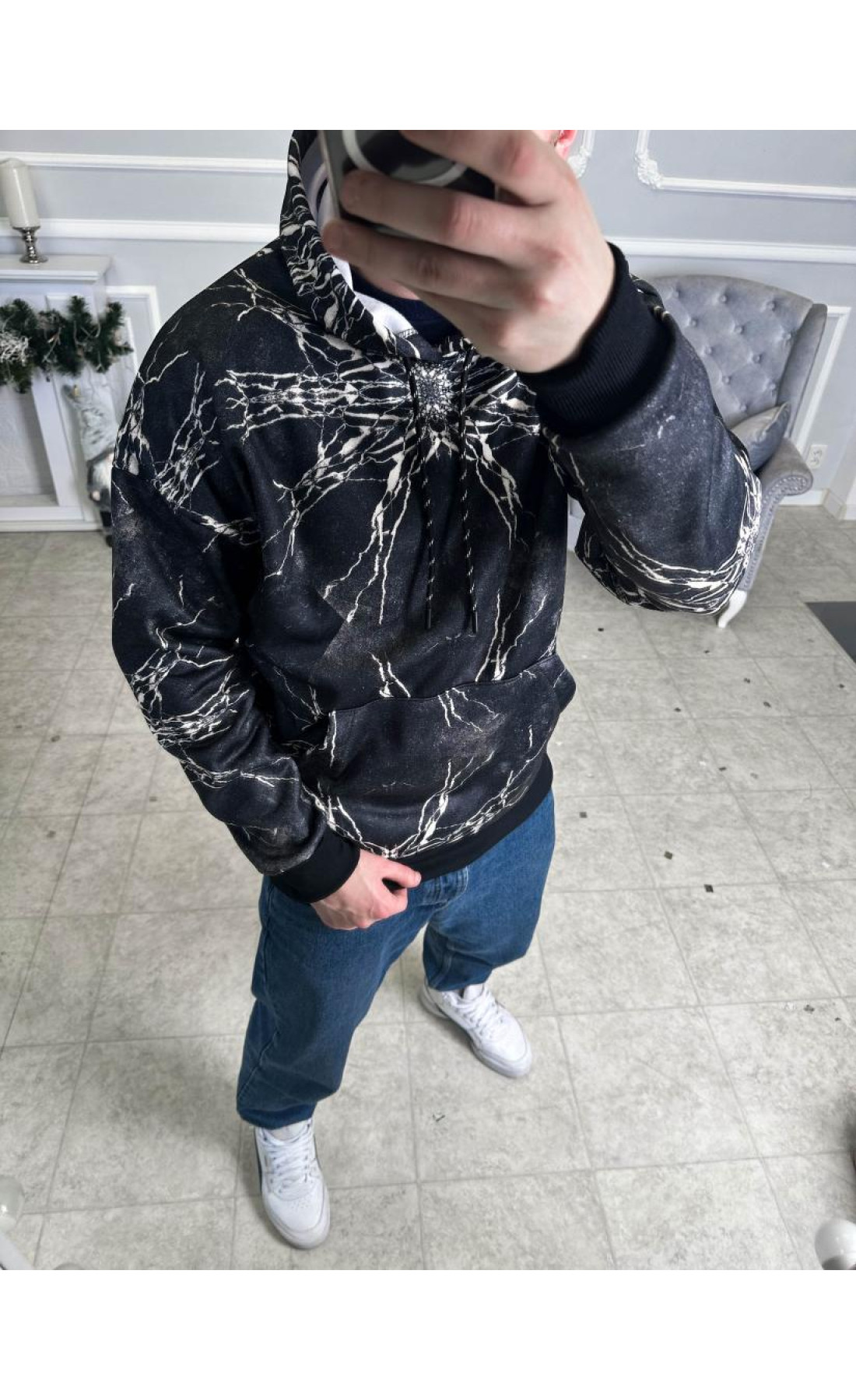 Худі чоловіче весна літо осінь принт трикотаж на флісі