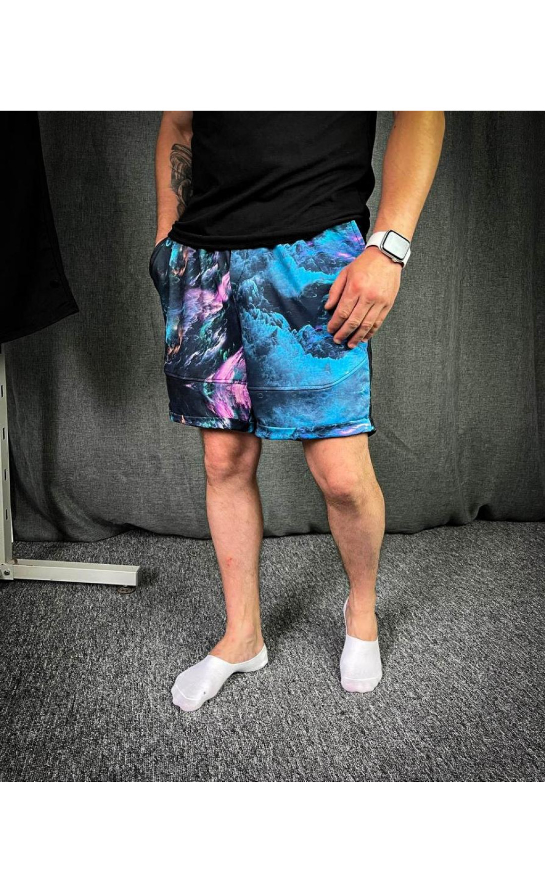 Бірюзові чоловічі шорти з принтом