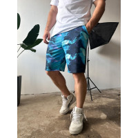 літні чоловічі сині трикотажні шорти з яскравим дизайном
