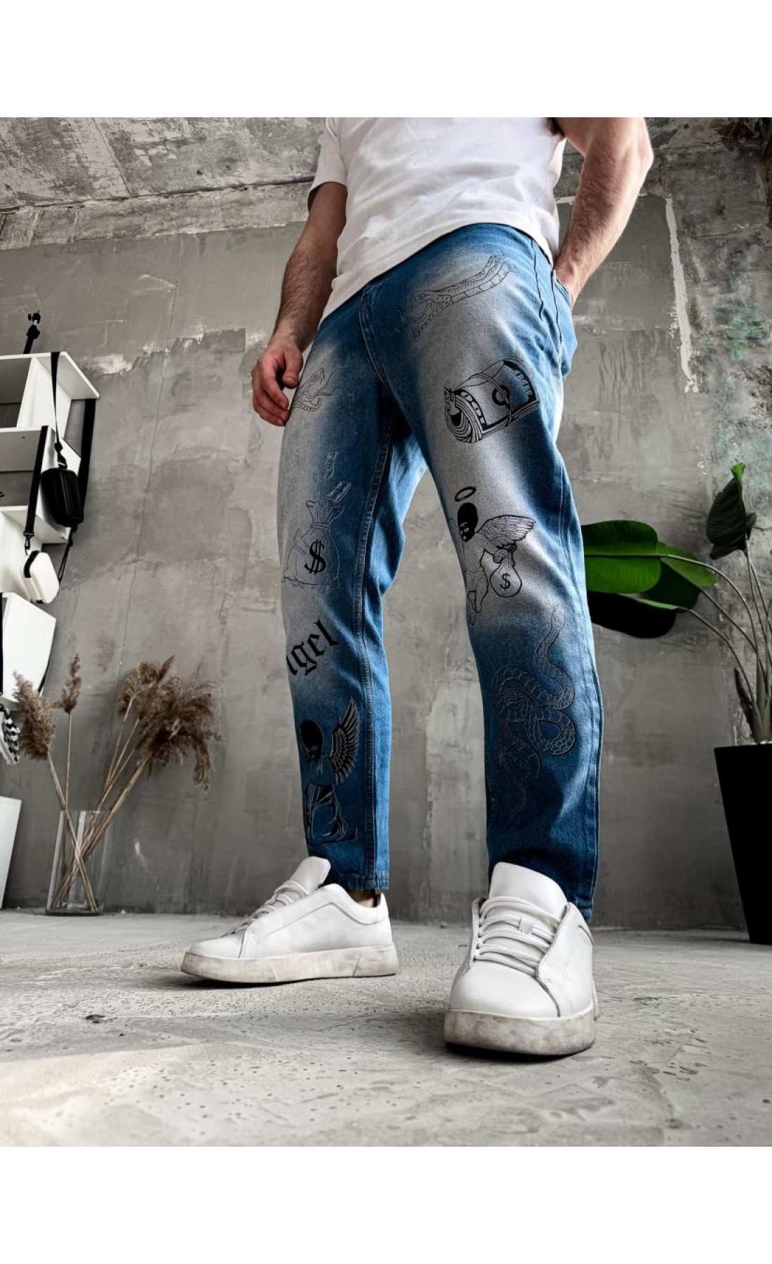 Джинси дтф чоловічі  весна літо з малюнком
