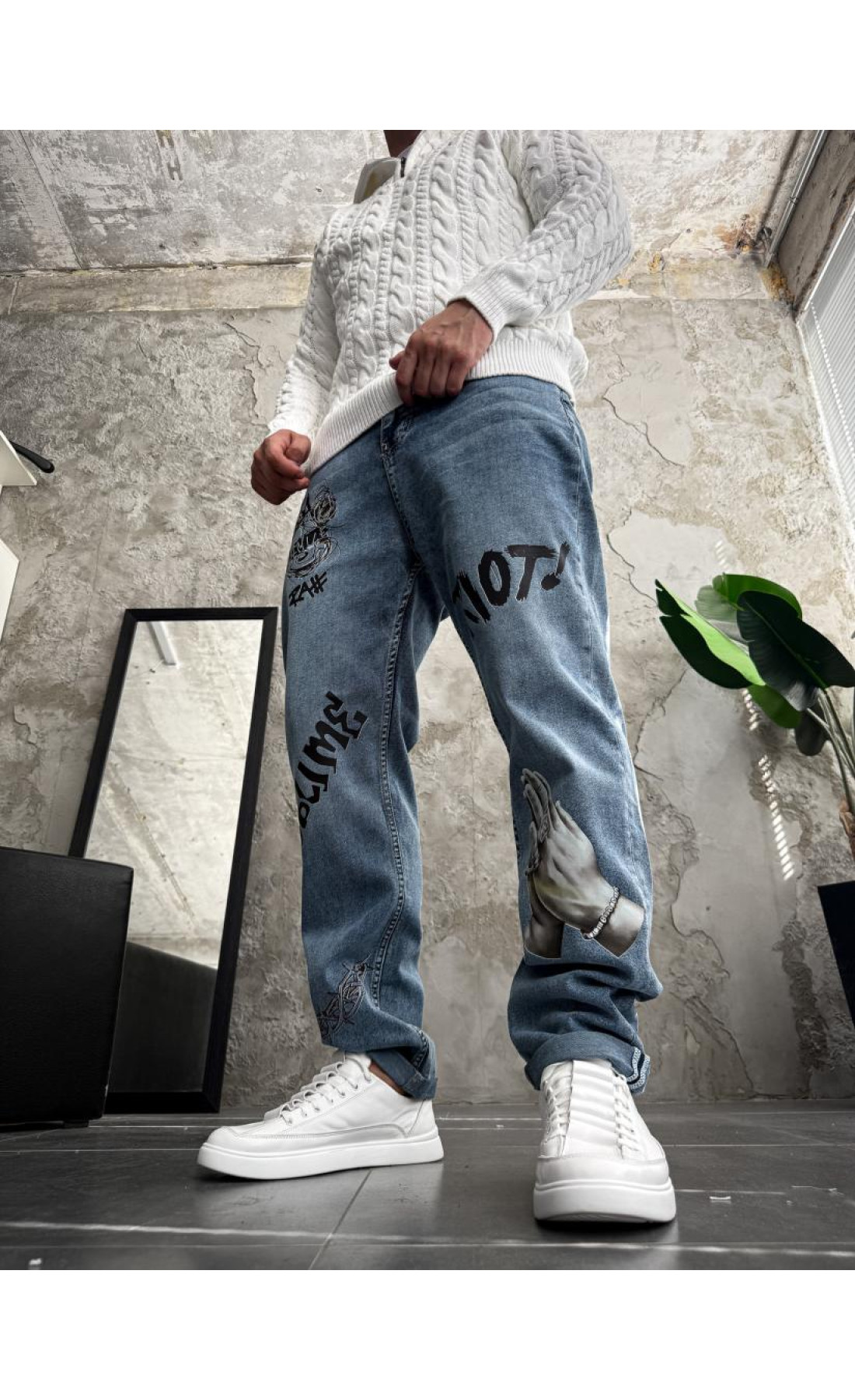 чоловічі джинси з дтф з принтом