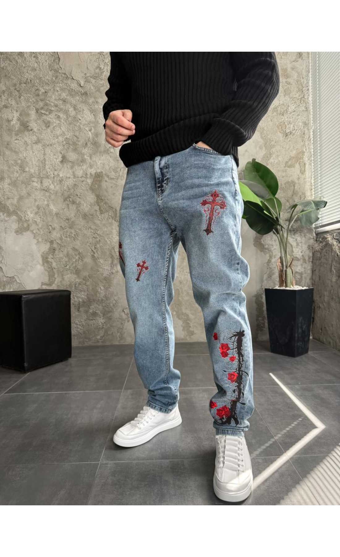 чоловічі джинси з дтф з принтом