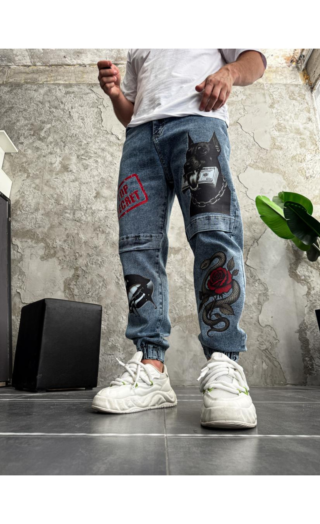 Джинси з принтом   вільні чоловічі