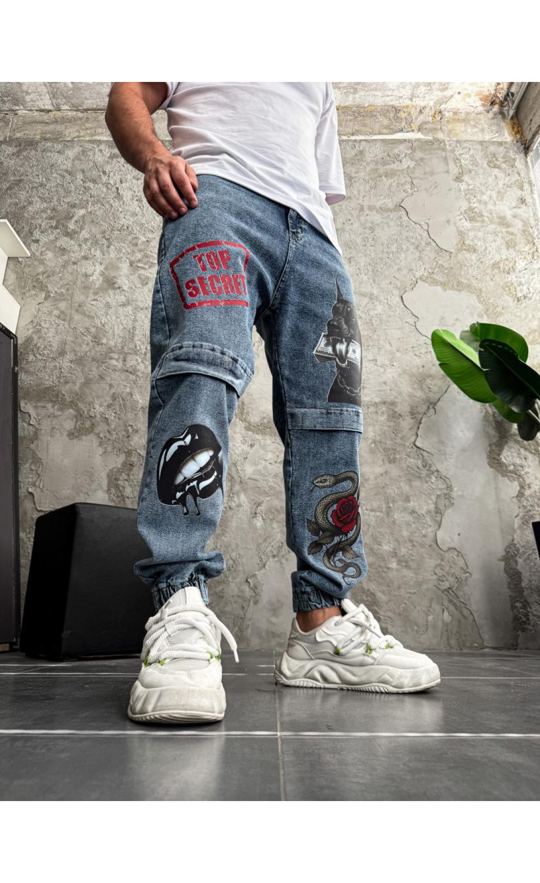 Джинси з принтом   вільні чоловічі