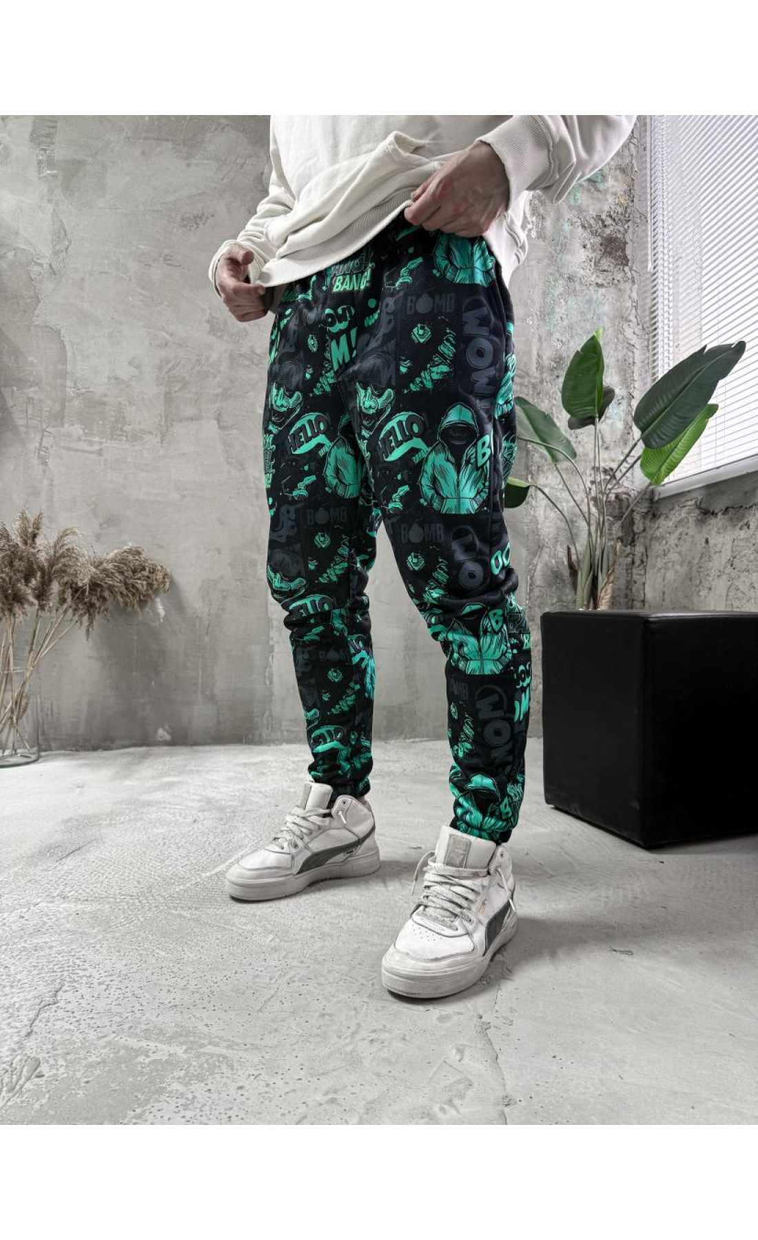 Утеплені спортивні штани чоловічі на флісі принт зима