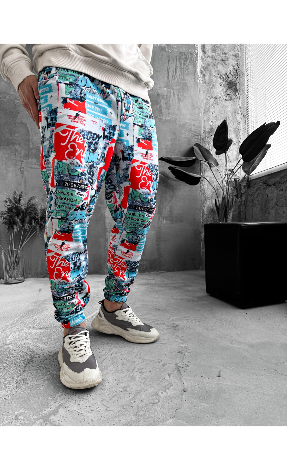 Утеплені спортивні штани чоловічі на флісі принт зима