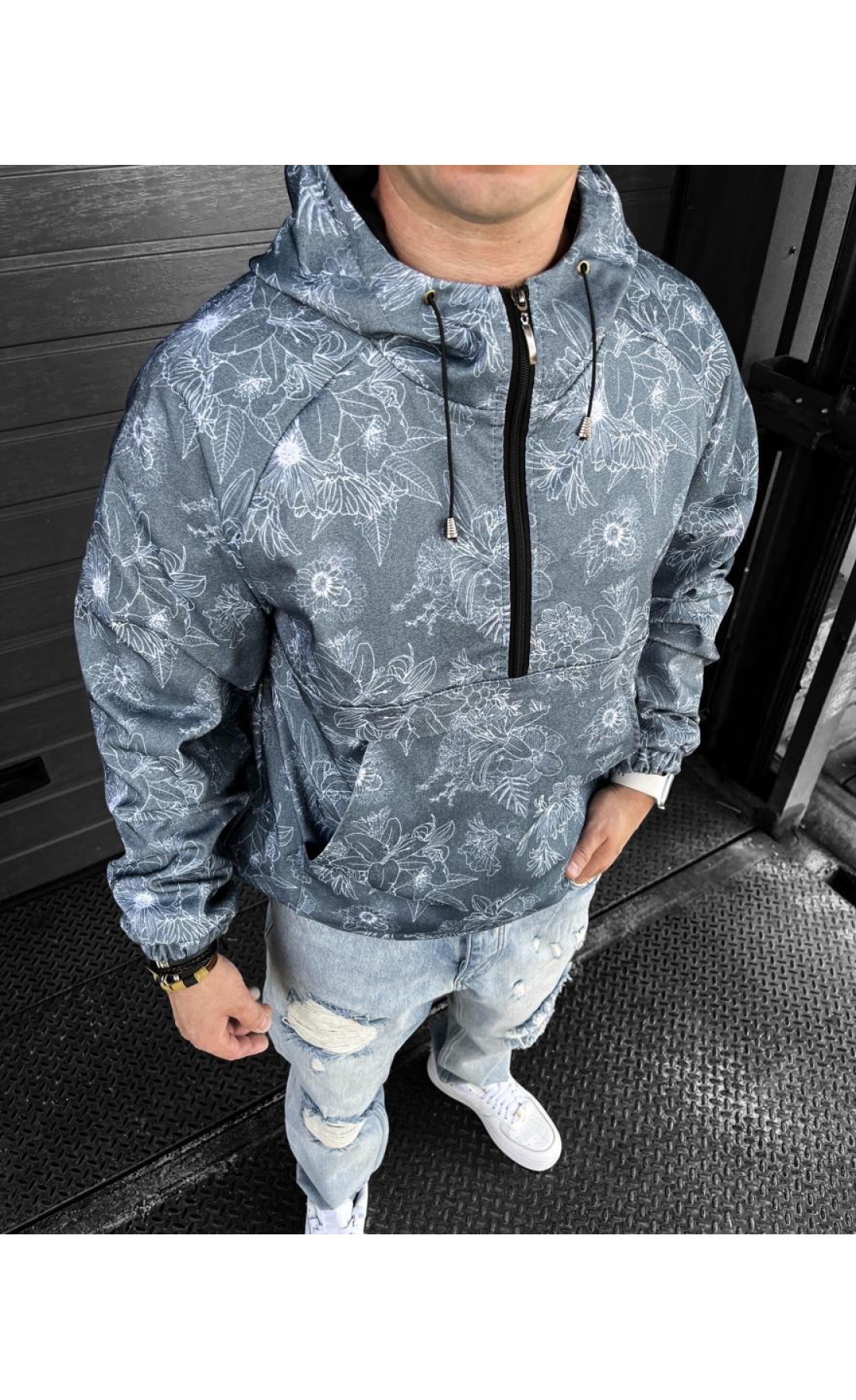 Анорак котон капюшон трикотаж на підкладці принт