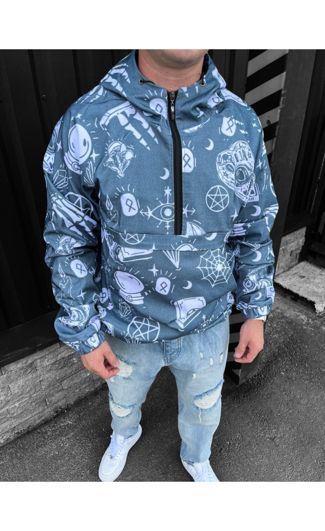 Анорак котон капюшон трикотаж на підкладці принт