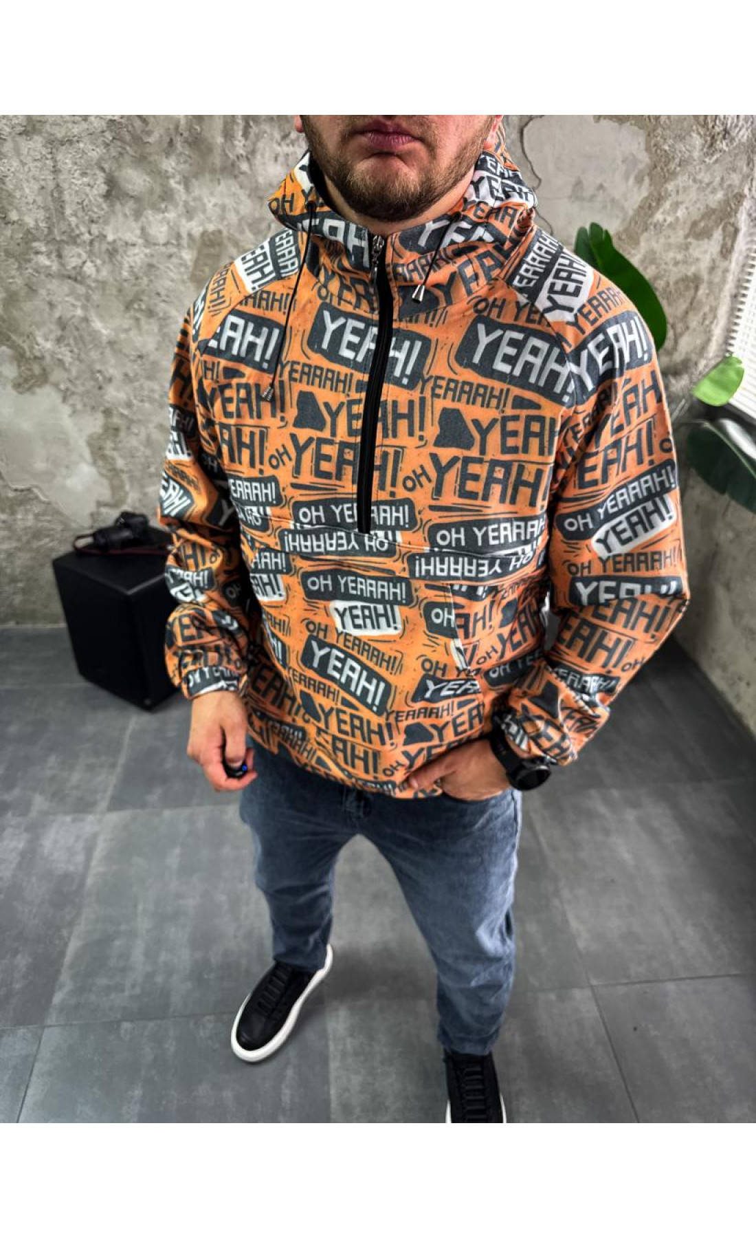 Анорак котон капюшон трикотаж на підкладці принт