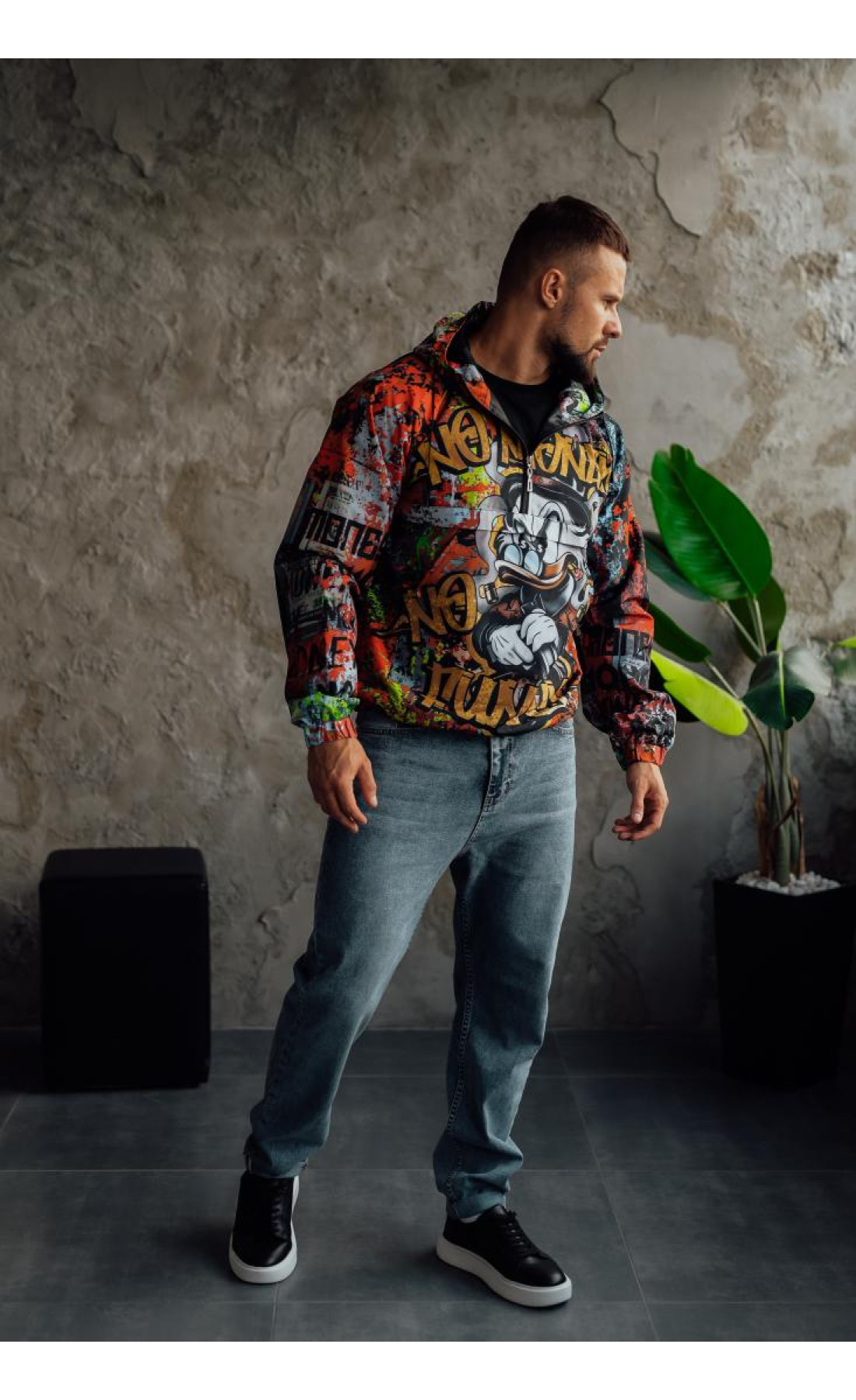 Анорак унісекс на підкладці не утеплений з капюшоном весна осінь демісезонний