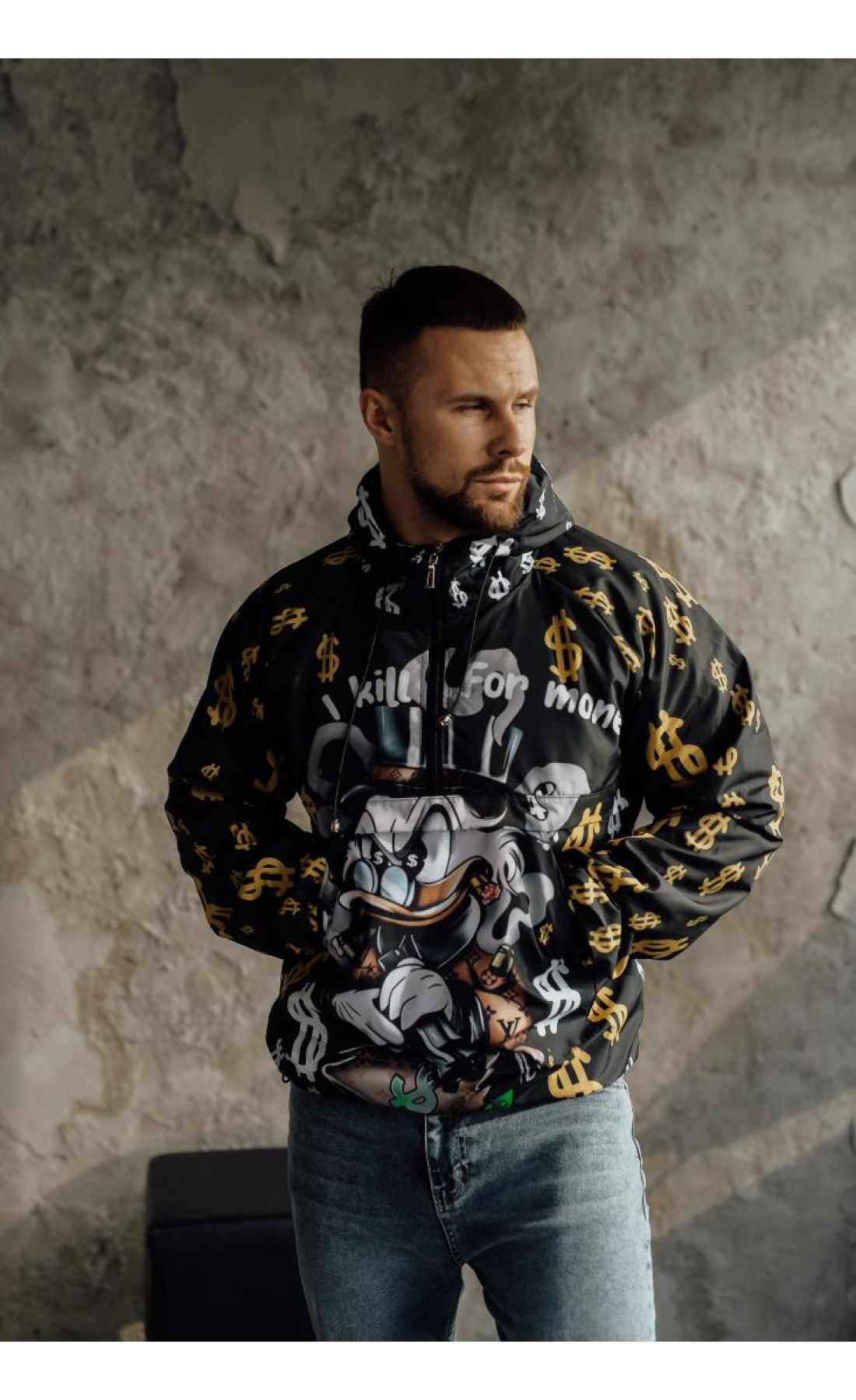 Анорак чоловічий на підкладці не утеплений весна за капюшоном чоловічий одяг