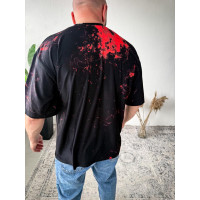 Футболка оверсайз легка темного кольору з принтом