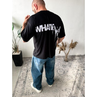 Футболка оверсайз легка темного кольору з принтом