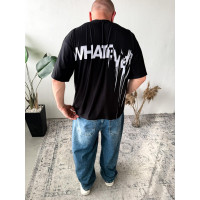 Футболка оверсайз легка темного кольору з принтом