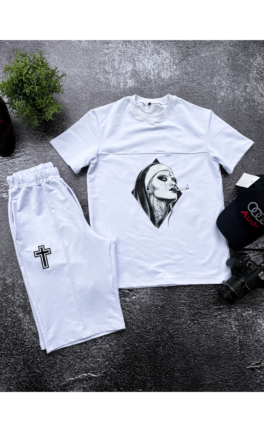 Літній чоловічий костюм двійка з принтом