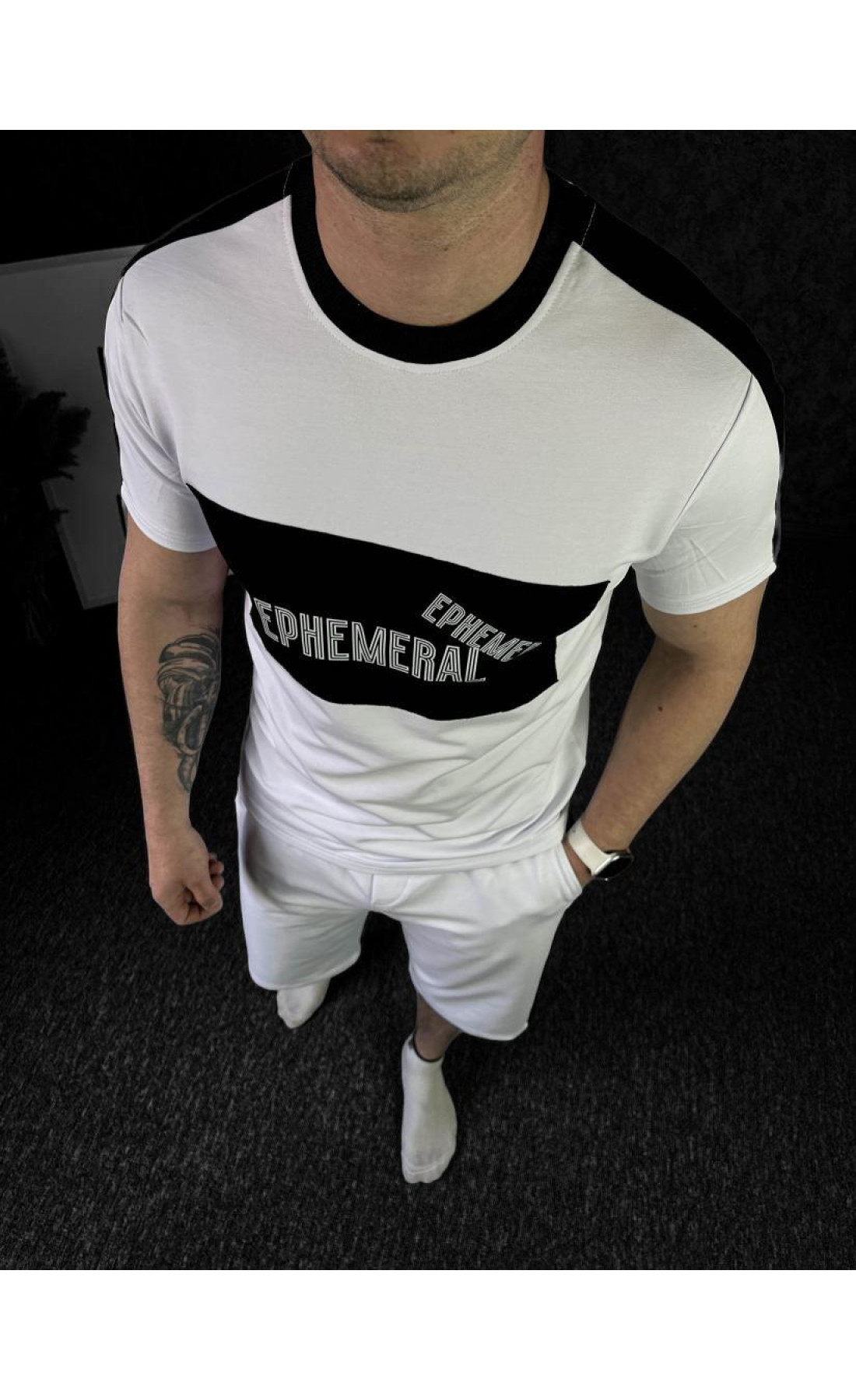 Чоловічий білий літній спортивний костюм зі вставками